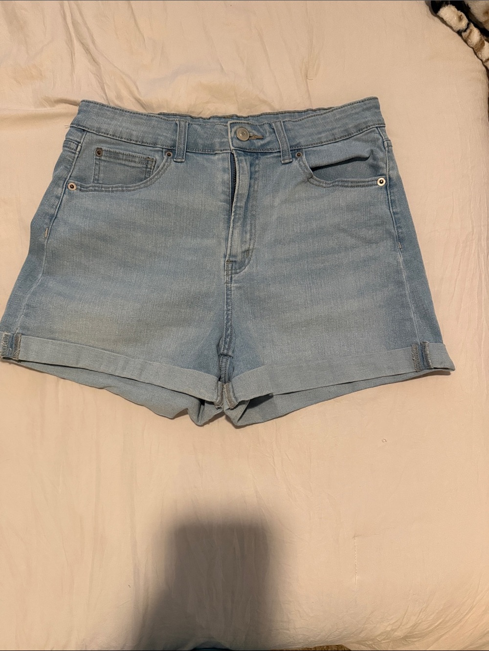 No Boundaries Light Blue Rolled Hem Jean Shorts